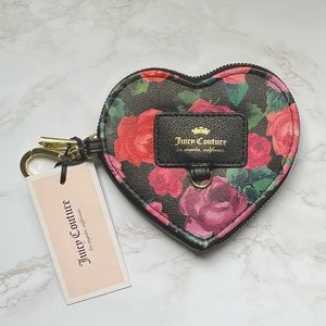 Juicy Couture Floral Heart Shaped Coin Purse